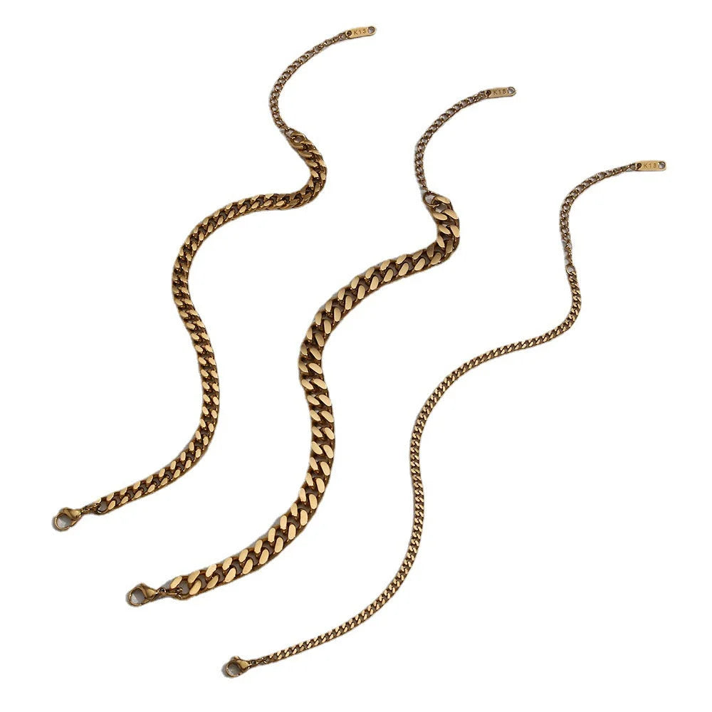 Women Fashion Stripe Geometric Stainless Steel 18K Gold Plated Bracelets