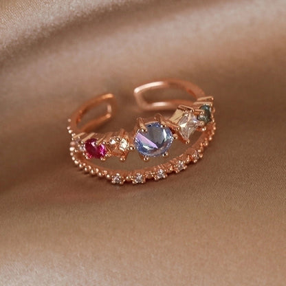Minimalist Shiny Star Water Droplets Heart Shape Copper Inlay White Gold Plated Gold Plated Zircon Open Rings