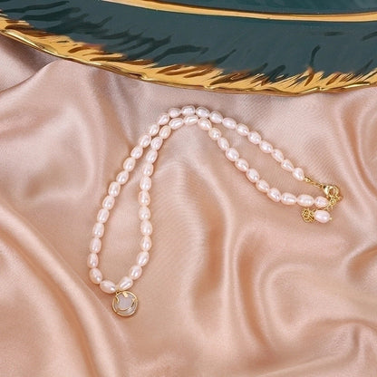 Alloy Freshwater Pearl Copper Fashion Solid Color Irregular Necklace
