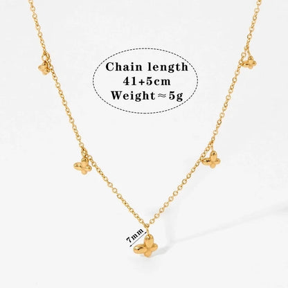 3 Pieces New Fairy Butterfly Pendant Necklace Women's Stainless Steel Vacuum Plating Non-Fading Delicate Indie Autumn And Winter Necklace