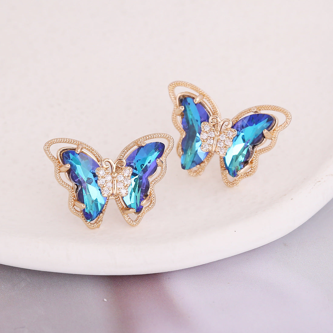 Fashion Butterfly Copper Stud Earrings