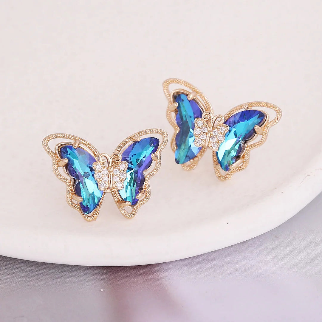 Fashion Butterfly Copper Stud Earrings