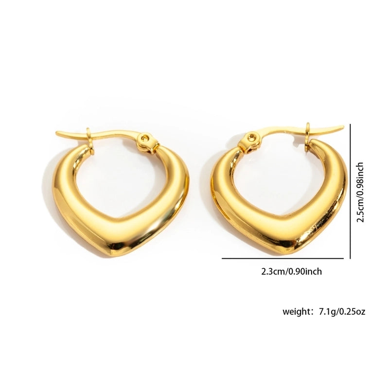 1 Pair Minimalist Heart Shape Titanium Steel Hoop Earrings