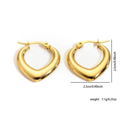1 Pair Minimalist Heart Shape Titanium Steel Hoop Earrings