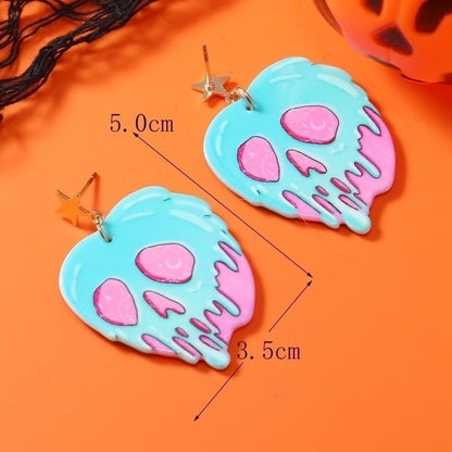 1 Pair Casual Streetwear Geometric Heart Shape Skull Alloy Drop Earrings