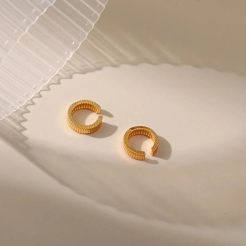 Retro Minimalist C Shape Copper Plating Inlay Zircon Ear Cuffs 1 Pair