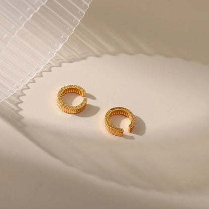 Retro Minimalist C Shape Copper Plating Inlay Zircon Ear Cuffs 1 Pair