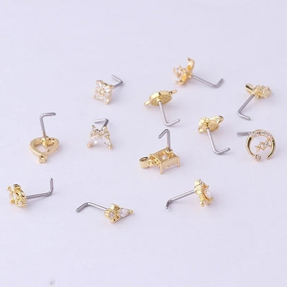 Nose Rings & Studs Fashion Bow Knot 316L Stainless Steel Copper Plating Zircon