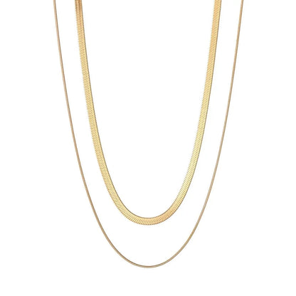 Double-Layer Choker Titanium Steel Necklace Three-Layer Blade Chain Snake Bones Chain Stainless Steel Jewelry Summer Non-Fading Female