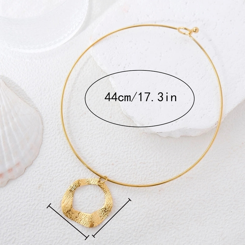 IG Style Casual Vacation Round Vortex Flower 304 Stainless Steel 14K Gold Plated Hollow Out Choker
