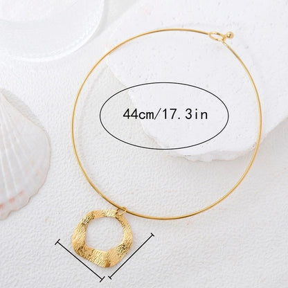 IG Style Casual Vacation Round Vortex Flower 304 Stainless Steel 14K Gold Plated Hollow Out Choker