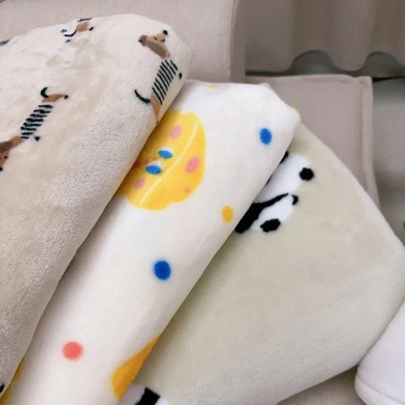 In Stock | Style Autumn And Winter Thickened Cartoon Crayon Small New Flannel Casual Plush Blanket Dormitory Bed Sheet