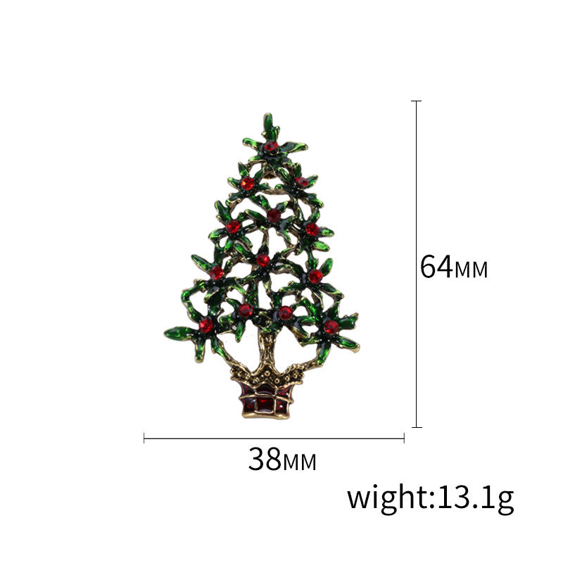 Fashion Pin Christmas Tree Alloy Inlay Rhinestones Women'S Brooches