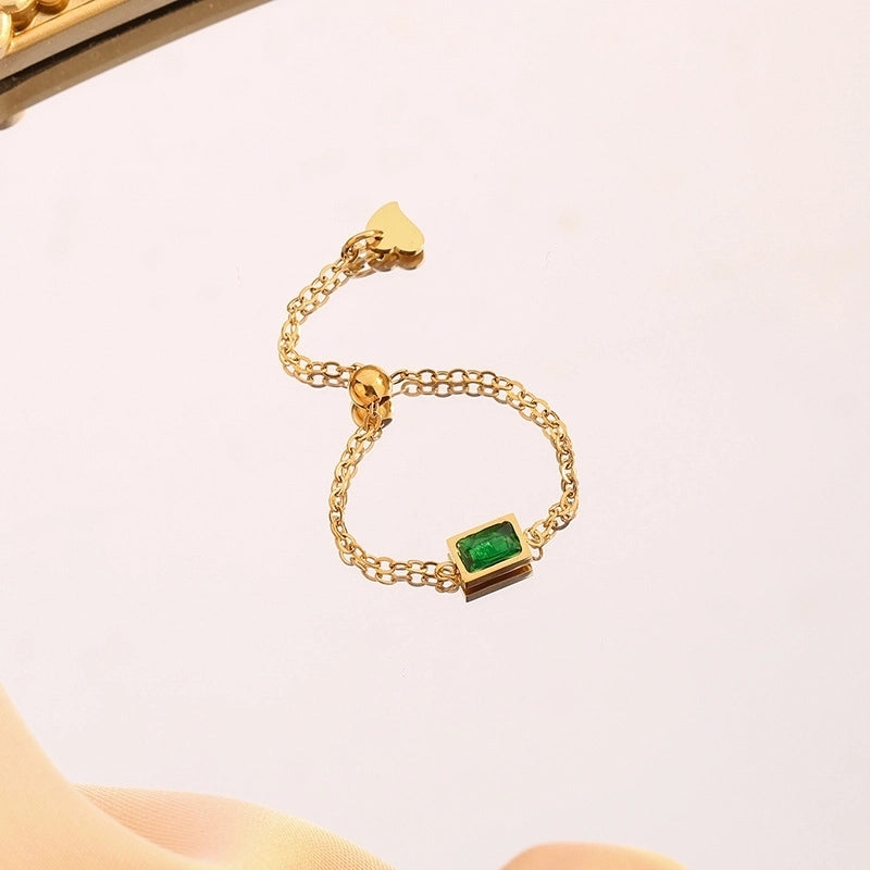 Titanium Steel Vacuum Electroplating Style Double Layer Simple Bracelet Adjustable Ring All-Matching Women\'s Jewelry