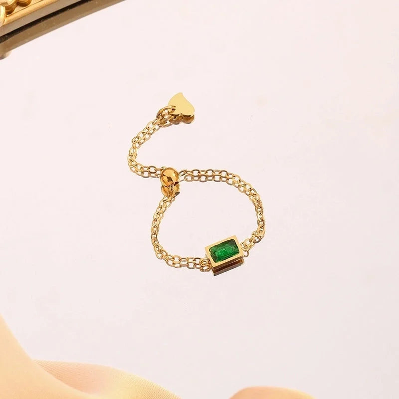 Titanium Steel Vacuum Electroplating Style Double Layer Simple Bracelet Adjustable Ring All-Matching Women\'s Jewelry