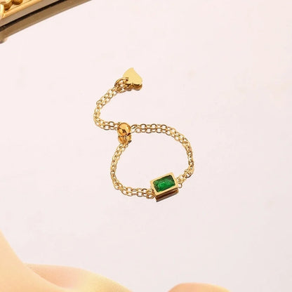 Titanium Steel Vacuum Electroplating Style Double Layer Simple Bracelet Adjustable Ring All-Matching Women\'s Jewelry