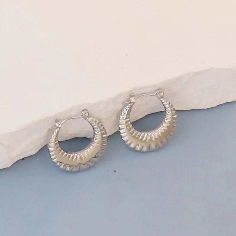 1 Pair Minimalist Round Square Heart Shape 304 Stainless Steel Earrings