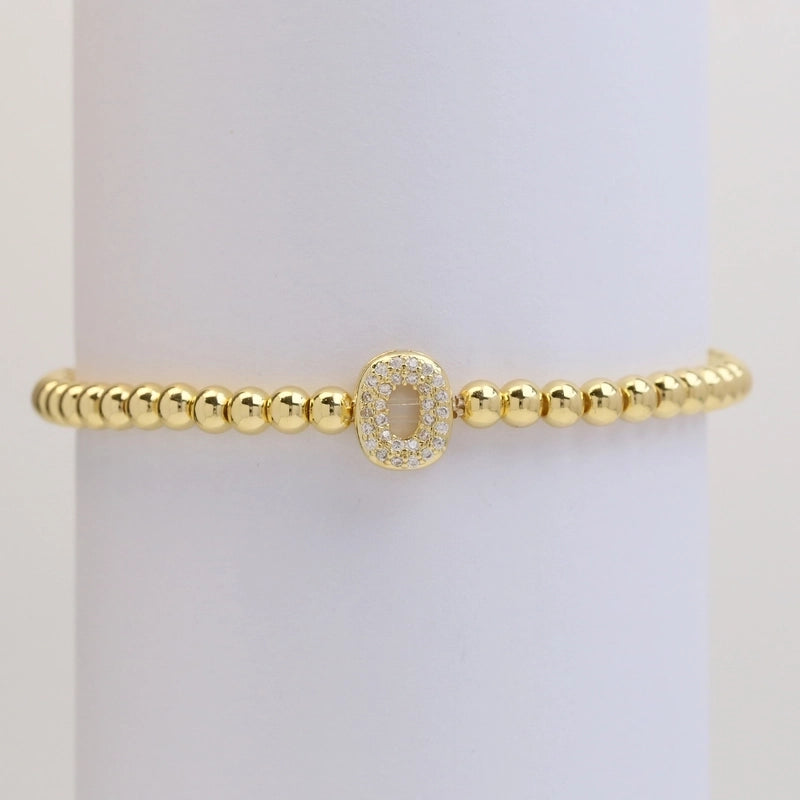 Xi Yin Hot Sale Brass Micro-Inlaid Bubble Balloon Diy26 English Letters Copper Bead Beaded Elastic Wire Bracelet