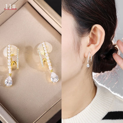 Mosquito Incense Plate Ear Clip Women's Ear Holes Exquisite Pearl Earrings Advanced Hong Kong Style Retro Niche Light Luxury Earrings