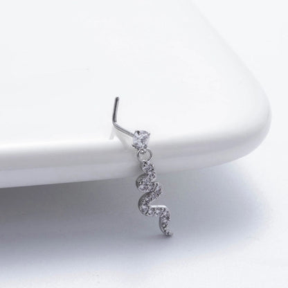 1 Piece Nose Rings & Studs Basic Classic Style Heart Shape Flower Butterfly 316L Stainless Steel Copper Plating Inlay Zircon