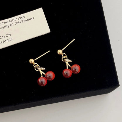 Copper Cherry Plating Cherry Earrings Necklace