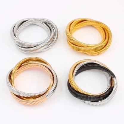 Hip-Hop Solid Color 304 Stainless Steel 18K Gold Plated Bangle In Bulk
