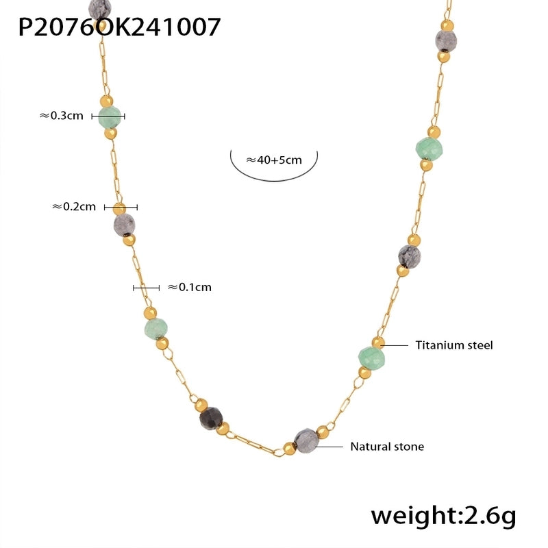 Luxurious Vacation Chain Natural Stone 18K Gold Plated Necklace In Bulk