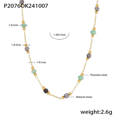 Luxurious Vacation Chain Natural Stone 18K Gold Plated Necklace In Bulk