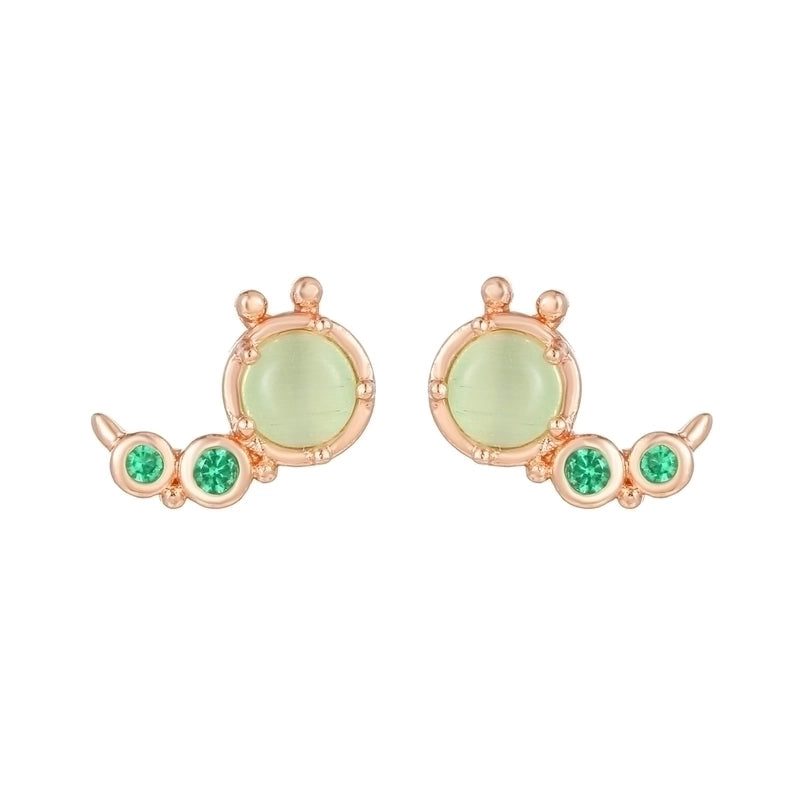 Cute Animal Brass Ear Studs Inlay Copper Earrings 1 Pair