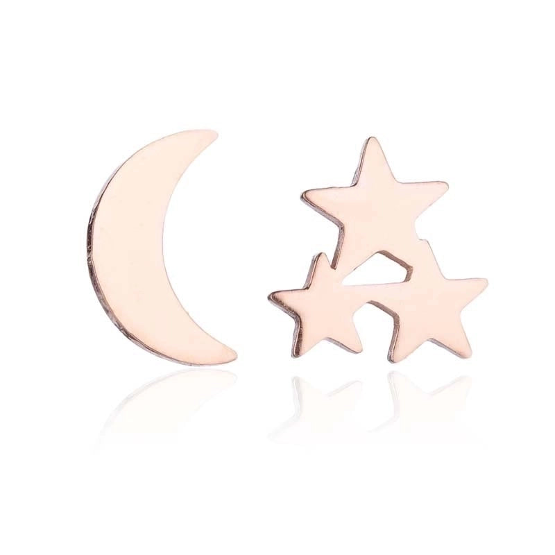 1 Pair Fashion Star Moon Tree Plating Hollow Out 304 Stainless Steel 18K Gold Plated Ear Studs