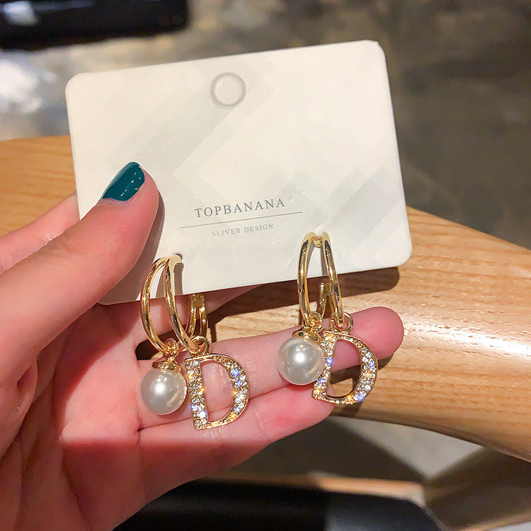 Minimalist Ellipse Geometric Copper Zircon Earrings