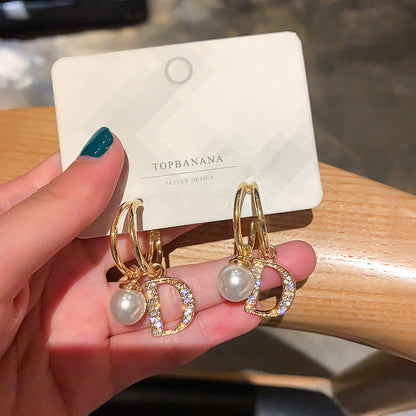 Minimalist Ellipse Geometric Copper Zircon Earrings