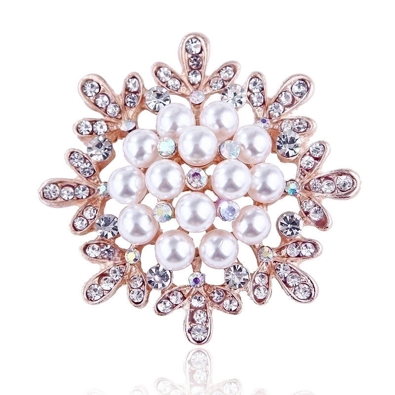 Elegant Pin Star Flower Snowflake Imitation Pearl Alloy Rhinestone Women'S Brooches