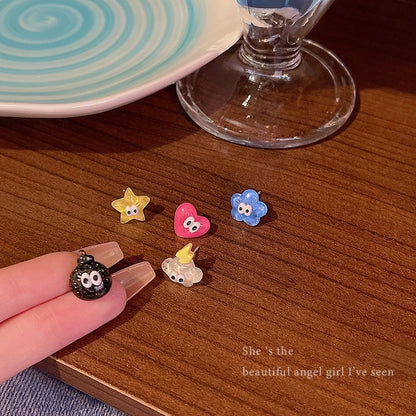 1 Set Minimalist Geometric Enamel Plating Inlay Copper Rhinestones Opal Shell Earrings