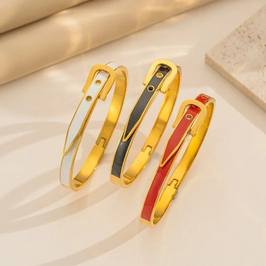 Minimalist Round Titanium Steel 18K Gold Plated Bangle In Bulk Stainless Steel Bracelets