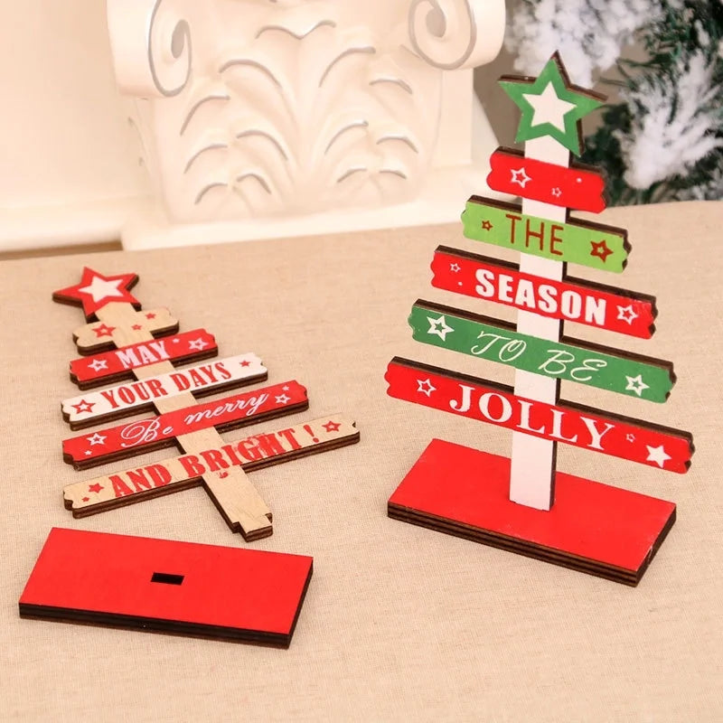 Christmas Decorations Wooden Diy Mini English Alphabet Christmas Tree Desktop Office Decorations