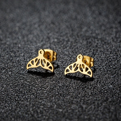 1 Pair Cute Minimalist Animal Notes Polishing 304 Stainless Steel 18K Gold Plated Ear Studs
