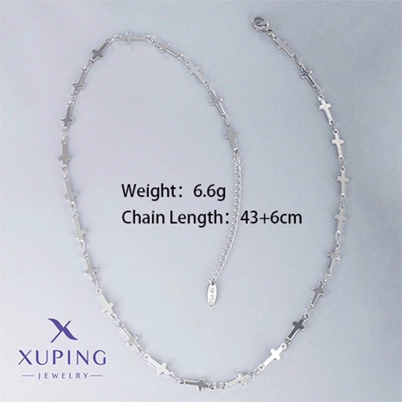 304 Stainless Steel 18K Gold Plated Raw Steel Novelty Minimalist Plating Cross Necklace