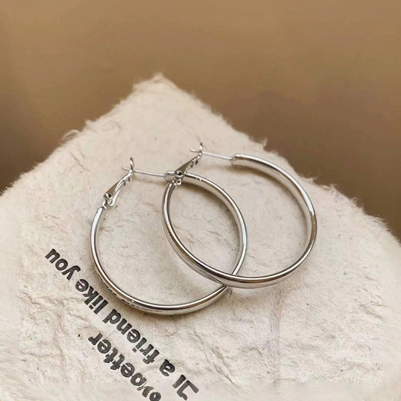 1 Pair Minimalist Round 304 Stainless Steel 18K Gold Plated Earrings