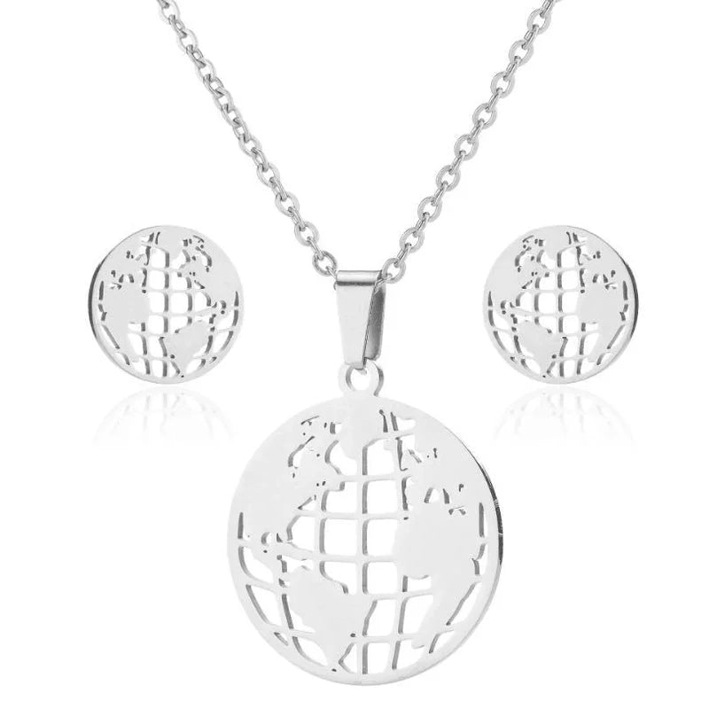 Minimalist Ball 201 Stainless Steel 18K Gold Plated Plating Earrings Necklace