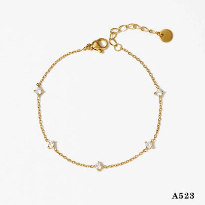 Casual Geometric 304 Stainless Steel Zircon 16K Gold Plated White Gold Plated Gold Plated Plating Inlay Bracelets Anklet Necklace