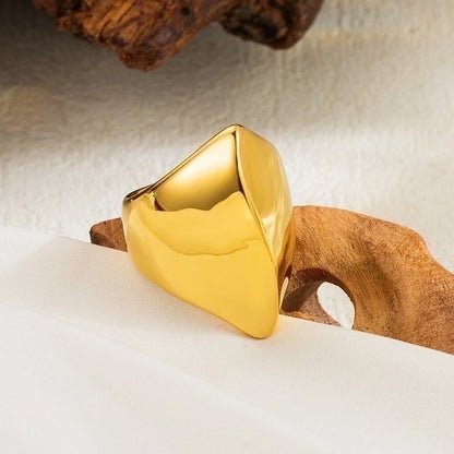 2 Pieces IG Style Minimalist Geometric 304 Stainless Steel 18K Gold Plated Plating Stainless Steel Rings