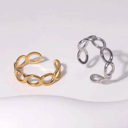 Open Ring Minimalist Ellipse Geometric Stainless Steel Electroplating Rings