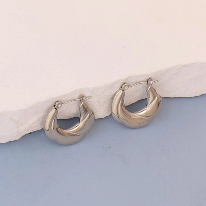 1 Pair Minimalist Round Square Heart Shape 304 Stainless Steel Earrings