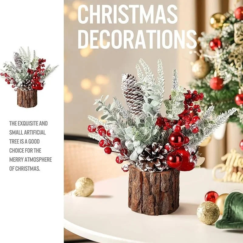 New Desktop Christmas Tree Christmas Decorations Home Ornaments Simulation PE Bark Barrel Tree