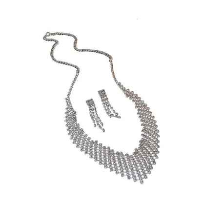 Explosions Zircon Diamond Geometric Necklace Earrings Suit Light Luxury Clavicle Chain High Sense Temperament Jewelry