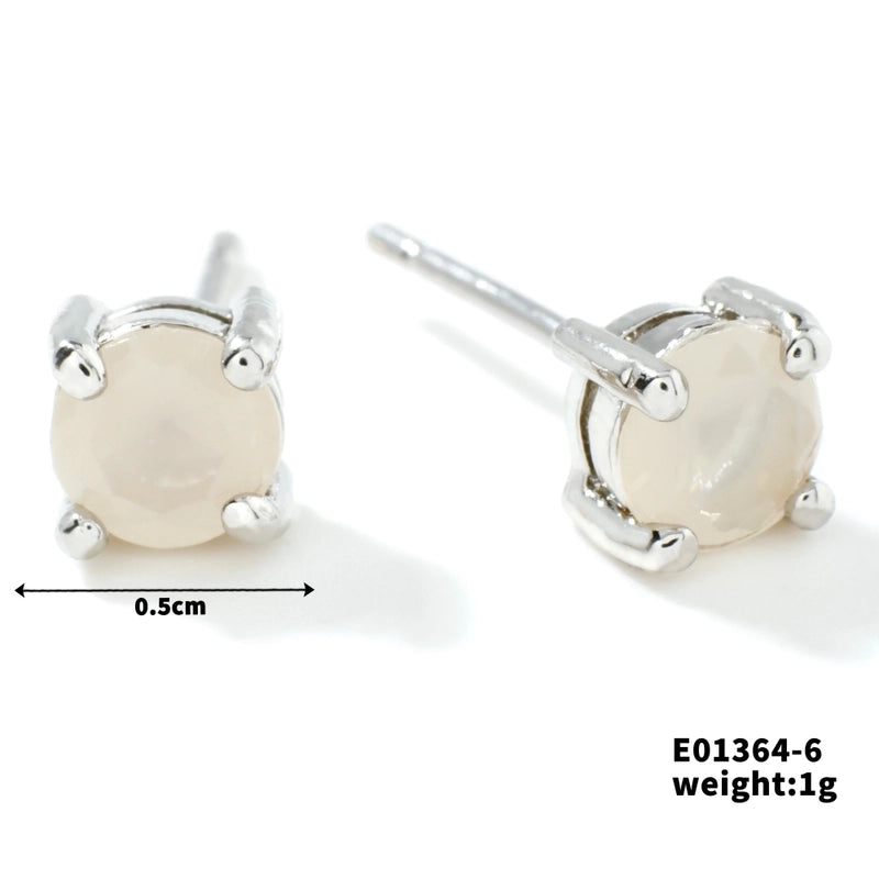 1 Pair Minimalist Geometric Plating Inlay Copper Glass K Gold Plated Rhodium Plated Ear Studs