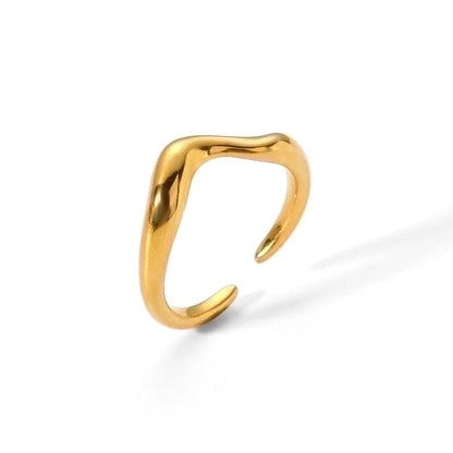 304 Stainless Steel 18K Gold Plated Solid Color Polishing Plating Chunky Irregular Open Rings Rings