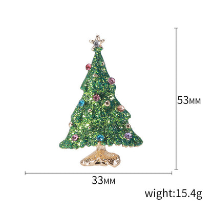 Fashion Pin Christmas Tree Alloy Inlay Rhinestones Women'S Brooches