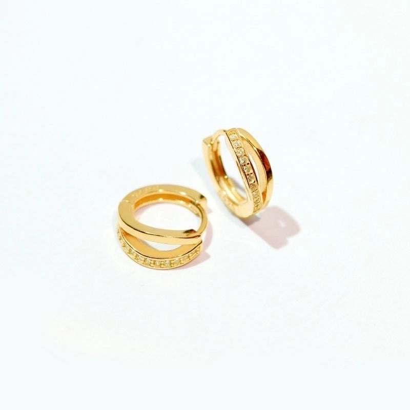 Korean Style S925 Silver Needle Personalized Geometric Double-layer Cross Circle Earrings Women's Retro Fashion Creative Earrings Ear Buckle Fashion